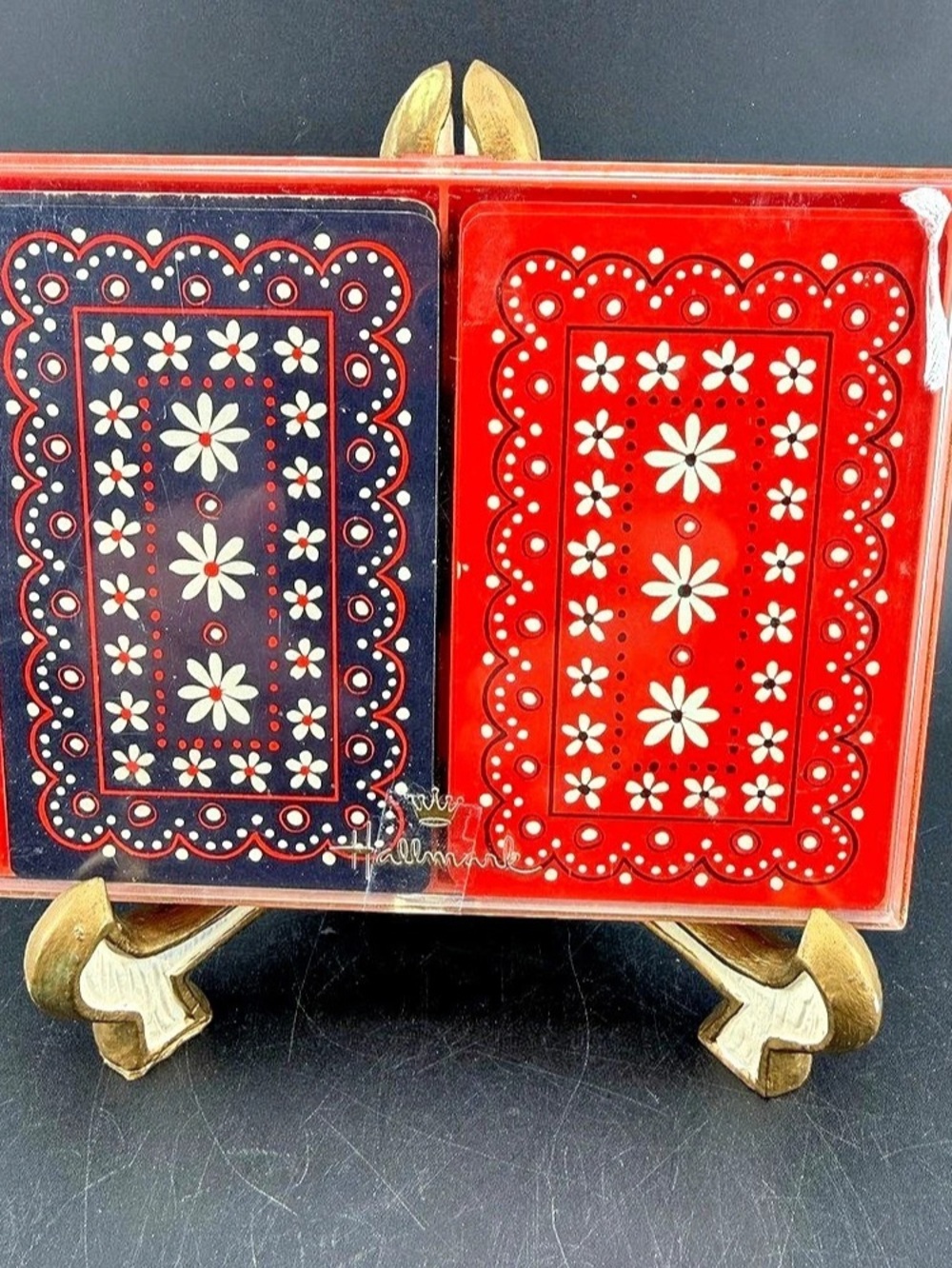 Vintage Hallmark Bandana Bridge Playing Cards Double Deck Red Blue